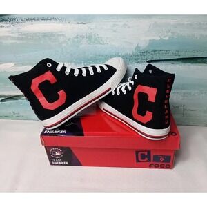Cleveland Indians‎ High-Top Canvas Shoes Mens Size 9 Foco Team Sneaker NIB